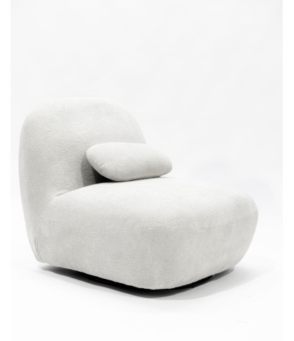 Orba - Fauteuil pivotant 360° en tissu bouclette blanc