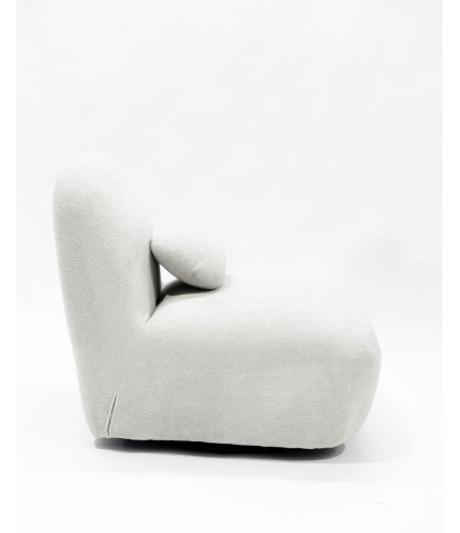 Orba - Fauteuil pivotant 360° en tissu bouclette blanc