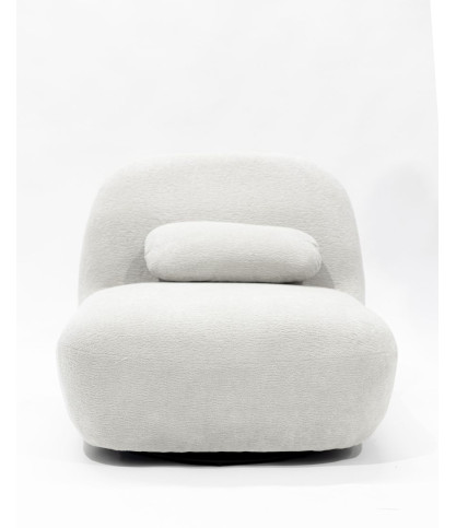 Orba - Fauteuil pivotant 360° en tissu bouclette blanc