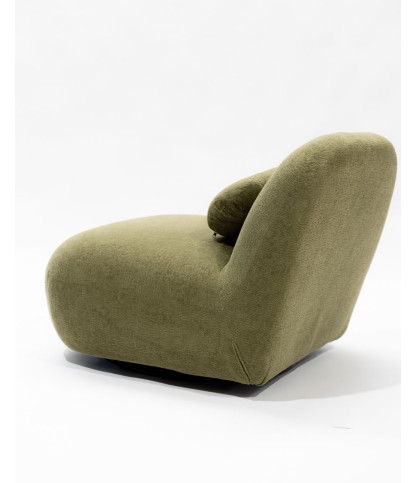 Orba - 360° swivel armchair in khaki green loop fabric