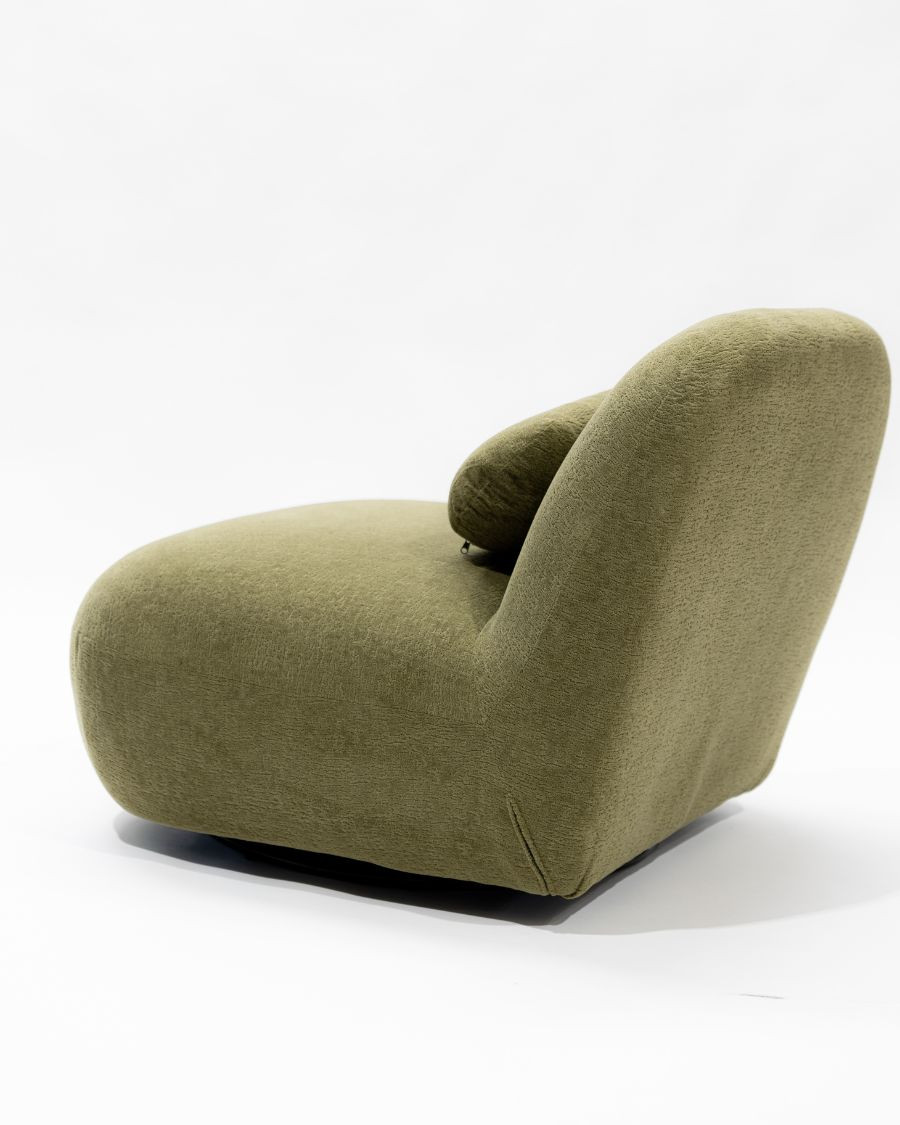 Orba - Fauteuil pivotant 360° en tissu bouclette vert kaki