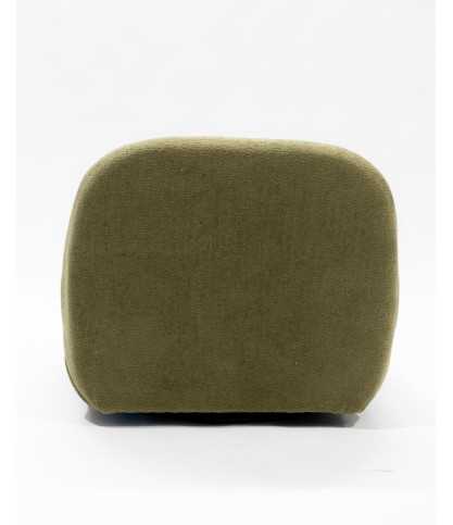 Orba - Poltrona girevole a 360° in tessuto a trama bouclé verde kaki