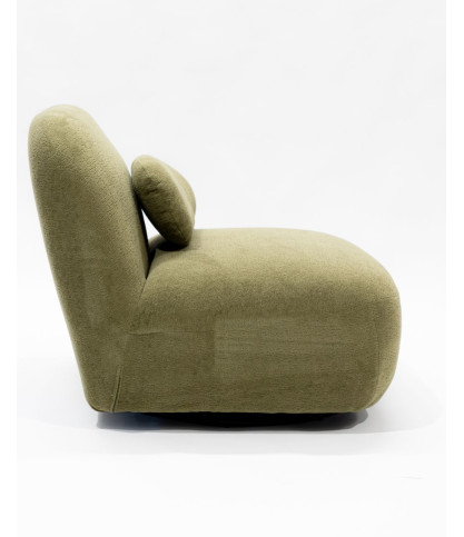Orba - Fauteuil pivotant 360° en tissu bouclette vert kaki
