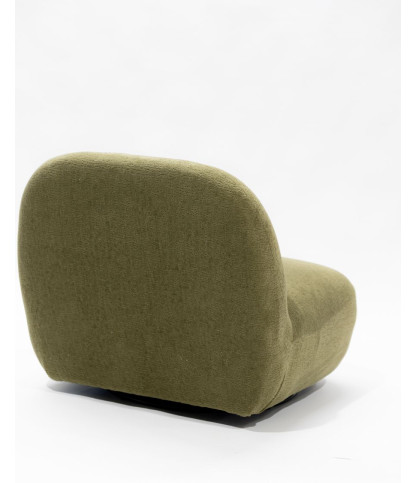 Orba - Fauteuil pivotant 360° en tissu bouclette vert kaki