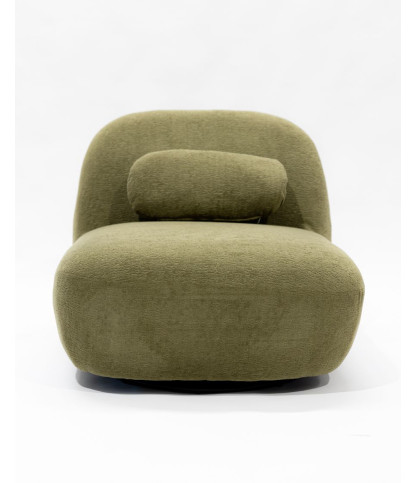 Orba - Fauteuil pivotant 360° en tissu bouclette vert kaki