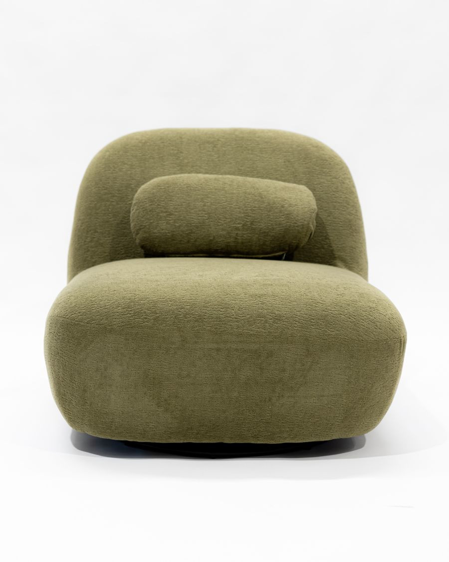 Orba - Fauteuil pivotant 360° en tissu bouclette vert kaki