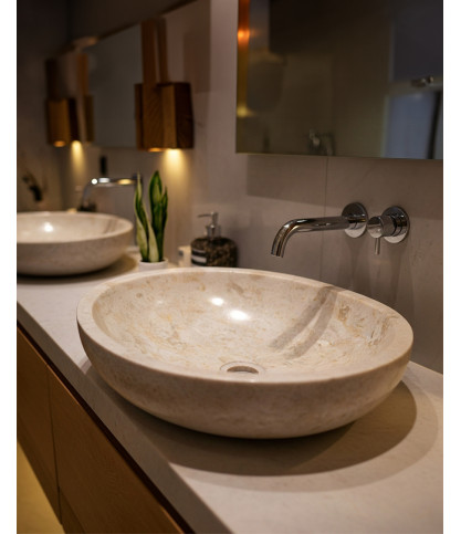 Doram - Lavabo ovalado de mármol beige