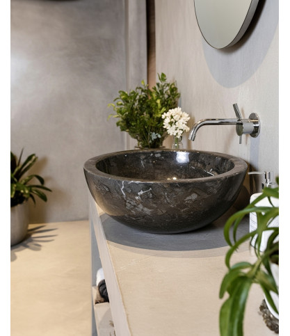 Dune - Aufsatzwaschbecken aus schwarzem Marmor
