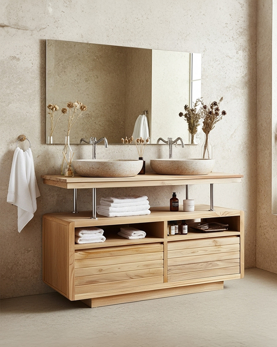 Latitude - Teak bathroom vanity unit 140 cm