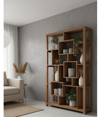 Maze - Estantería de madera maciza de teca