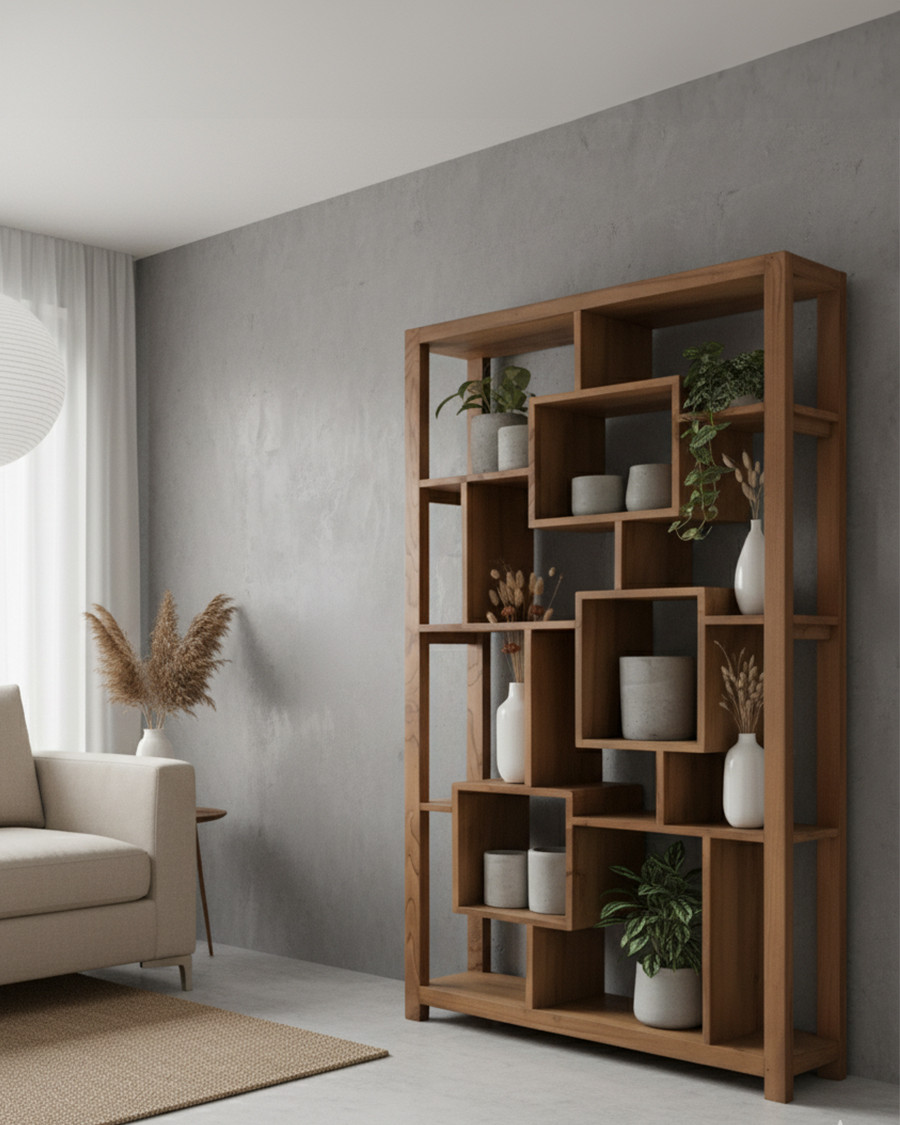 Maze - Solid Teak Wood Shelf