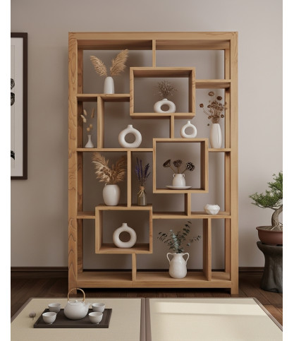 Maze - Estantería de madera maciza de teca