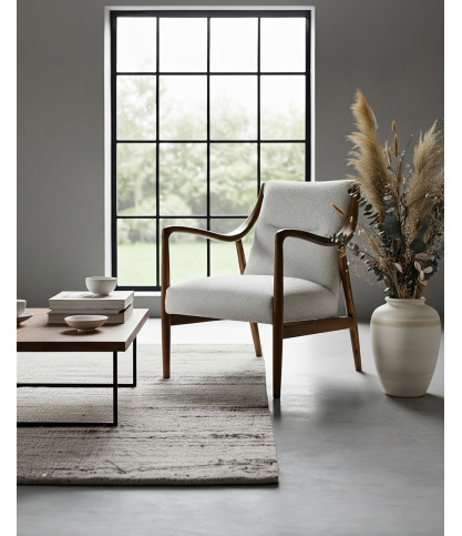 Ambre - Fauteuil en bois massif chêne et en lin