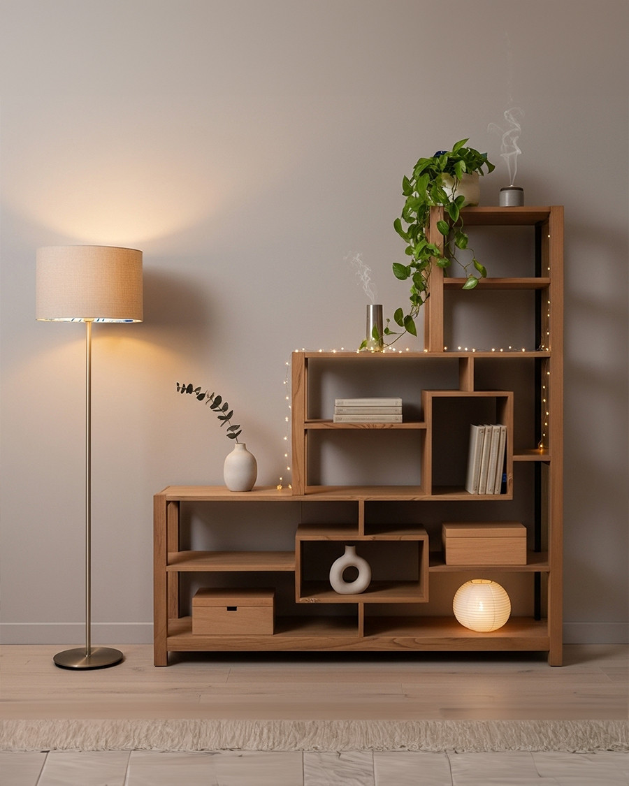 Aiko - Stepped solid wood shelf