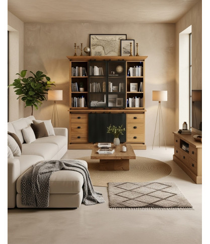 Industryal - Solid teak and metal bookcase