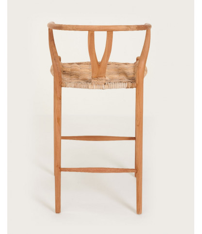 Hirosi - Solid teak and rattan bar stool
