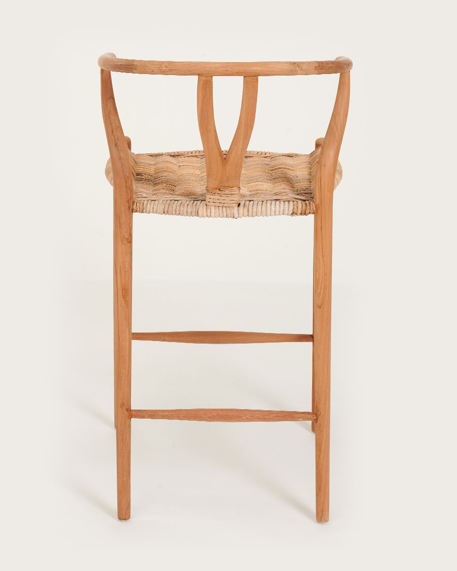 Hirosi – Barhocker aus massivem Teakholz und Rattan