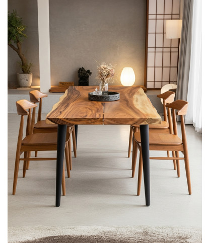 Kanpur - Mesa de comedor de suar macizo L160 cm, 6 personas.