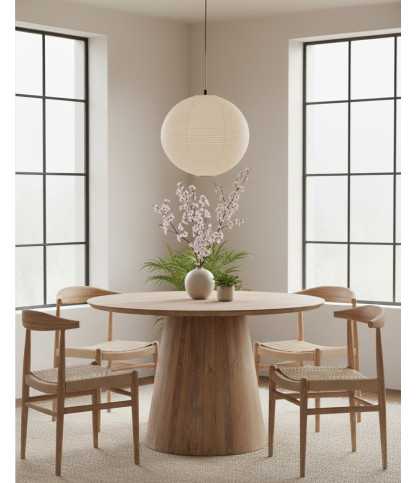 Honolulu - Runder Esstisch aus massivem Teakholz, D110 cm, 4/6 Personen.
