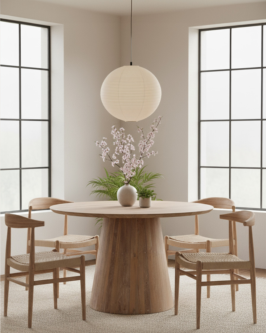 Honolulu - Table repas ronde en teck massif D110 cm 4/6 pers.