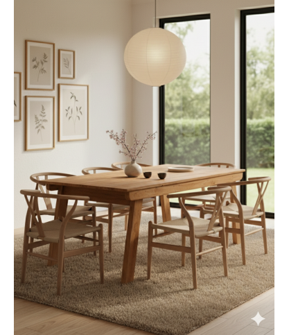 Jodhpur - Mesa de comedor rectangular con extensión de teca maciza