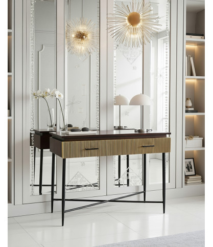 Moon - Console table with aged brass finish, 90 cm