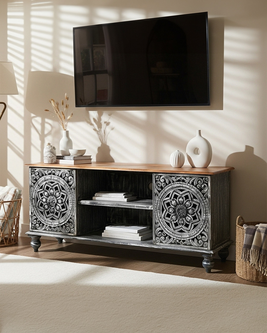 Lotus - Limed TV stand in...