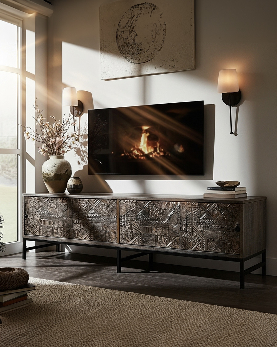 Hawaï - Meuble TV noir en...