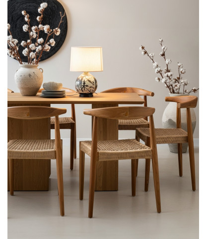 Soa - Lot de 2 chaises Soa en teck massif et corde synthétique