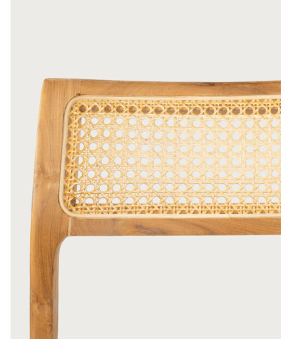 Canopée - Lot de 2 Chaises Salle à Manger en Bois de Teck Massif et Rotin