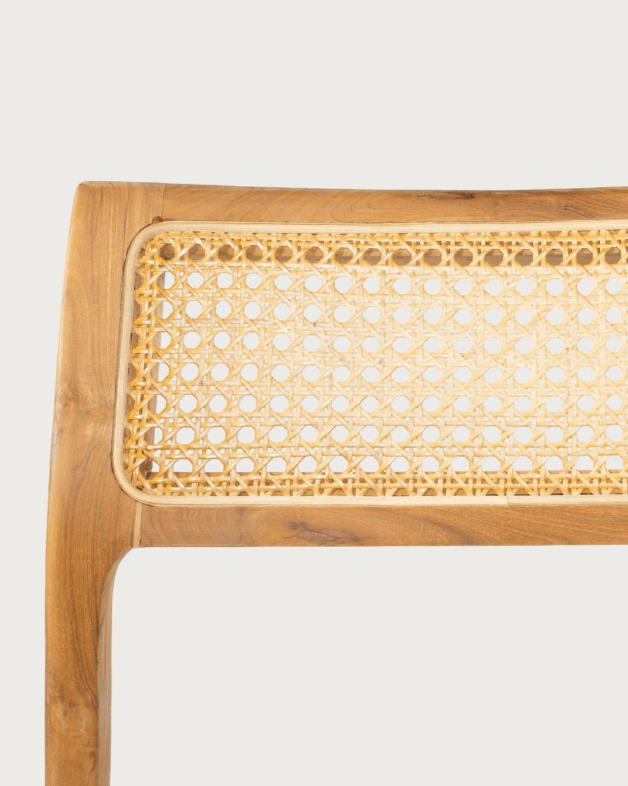 Canopée - Lote de 2 Sillas de Comedor de Madera Maciza de Teca y Ratán