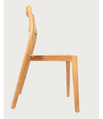 Canopée - Lot de 2 Chaises Salle à Manger en Bois de Teck Massif et Rotin