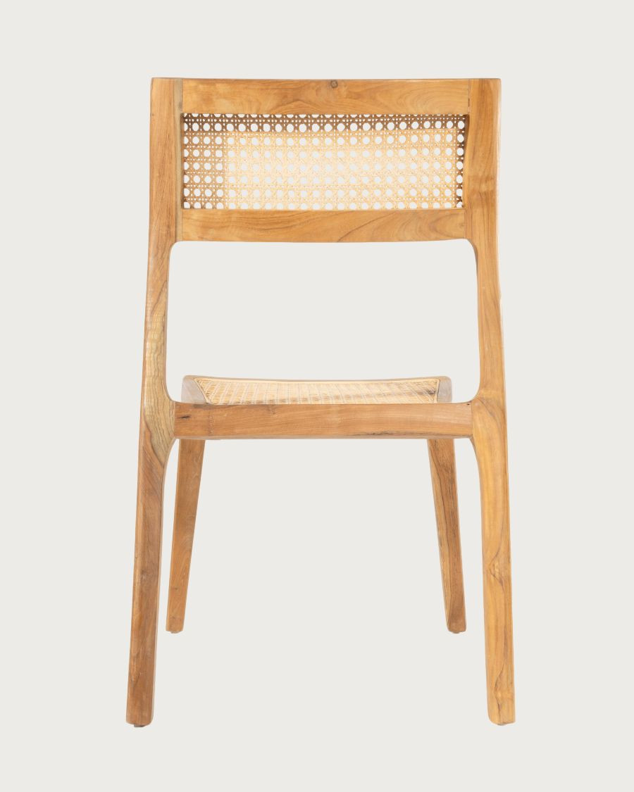 Canopée - Juego de 2 sillas de comedor en madera maciza de teca y ratán