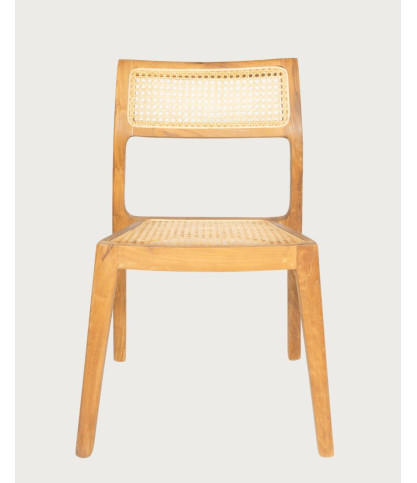 Canopée - Set of 2 Solid Teak Wood and Rattan Dining Chairs