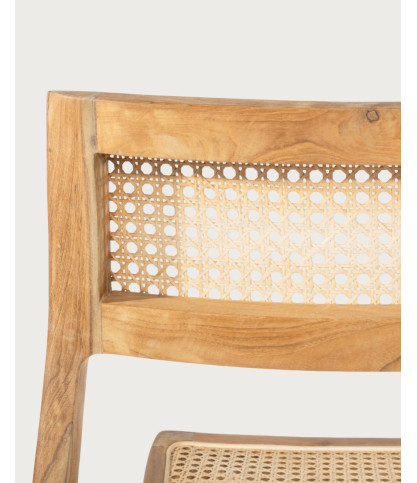 Canopée - Juego de 2 sillas de comedor en madera maciza de teca y ratán