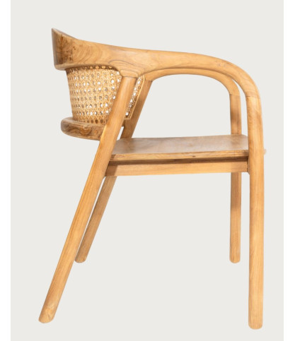 Vara : Lot de 2 Chaises en Bois Massif de Teck et Dossier Rotin