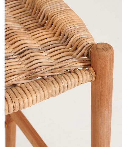 Hirosi - Solid teak and rattan bar stool