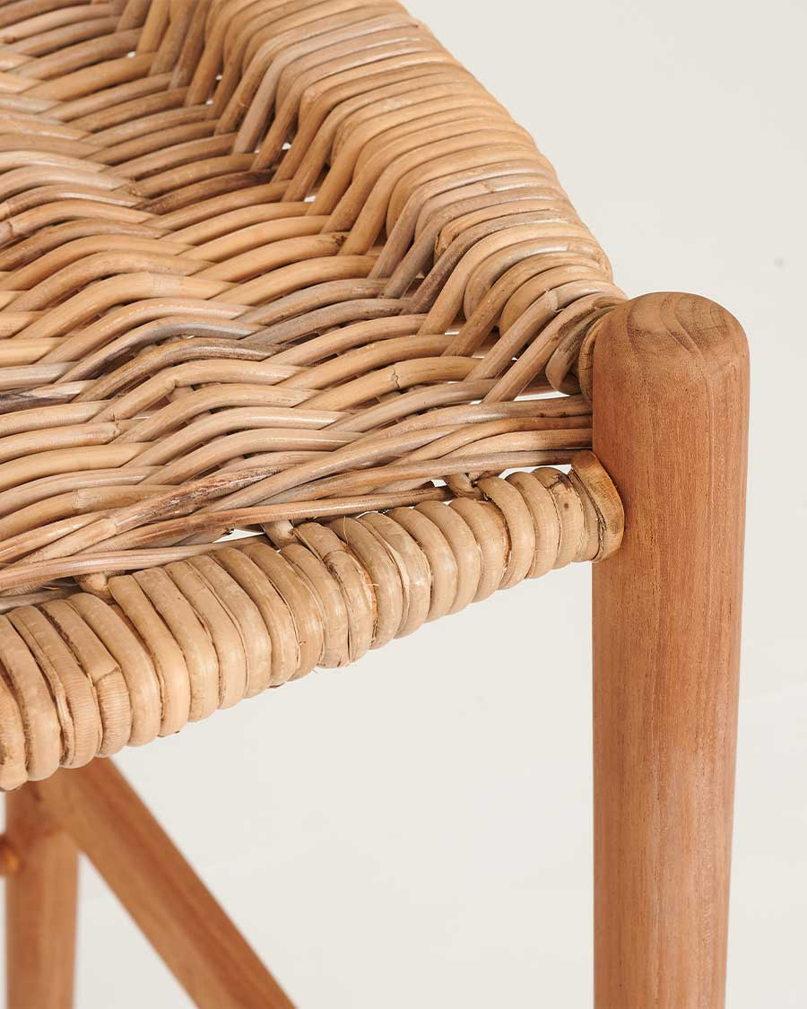 Hirosi - Solid teak and rattan bar stool