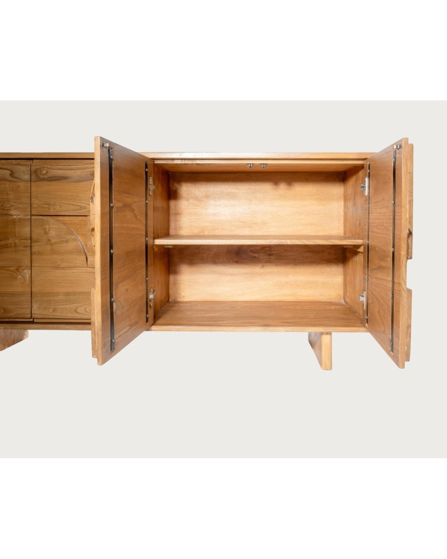 Dinda - Vierdeurs dressoir van massief teakhout