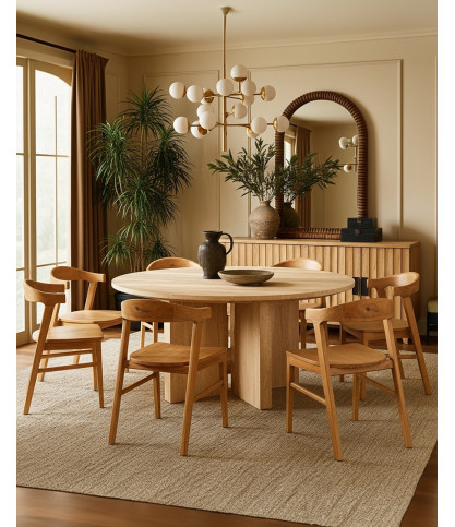 Aro - Juego de 2 sillas de comedor de madera maciza de teca