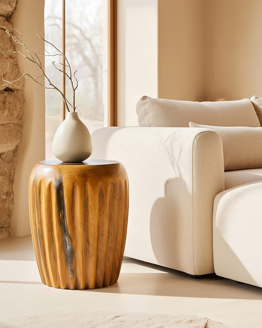 Fluted - Solid Teak Wood...