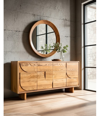 Volute - 4-Door Sideboard in Solid Teak Wood
