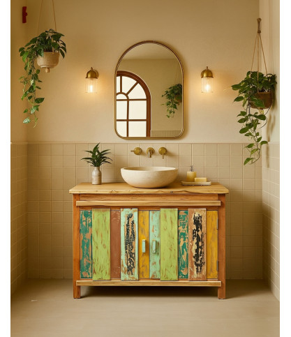 Antik - Mueble bajo lavabo de teca de barco reciclada