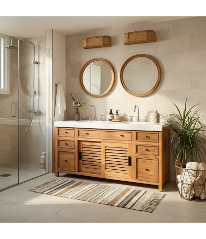 Savanna - Teak Bathroom Vanity with Terrazzo Marble