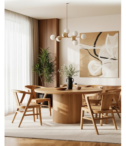 Orbe - Juego de 2 sillas de comedor en teca maciza