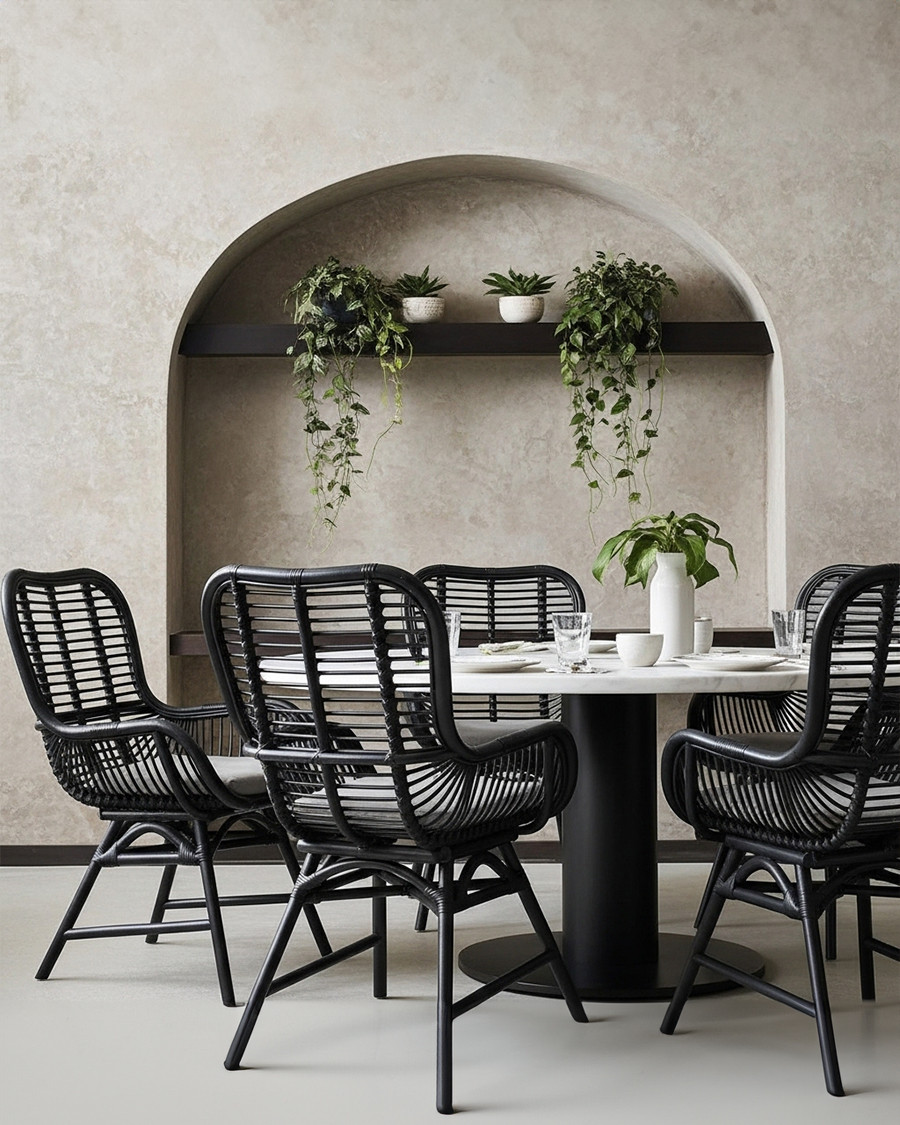 Set di 4 sedie Sapporo - Set di 4 sedie Sapporo in rattan nero