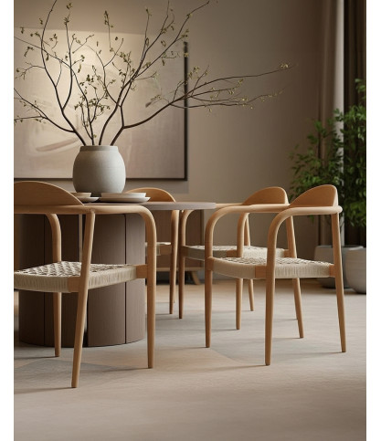 Kima - Set di 2 sedie Kima in teak massello e corda beige