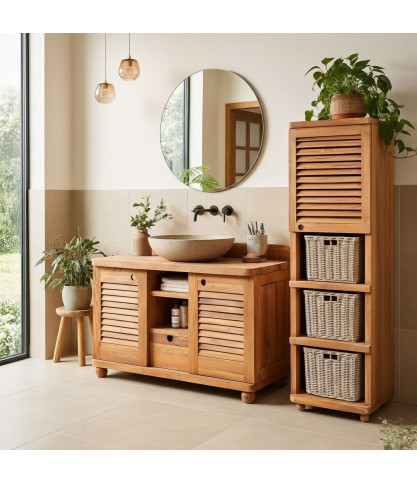 Eclipse - Columna de baño de teca maciza