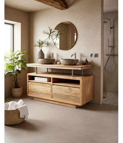 Latitude - 140 cm Badezimmerschrank aus Teakholz