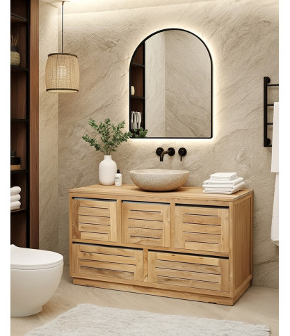 Dune - Meuble salle de bain en teck massif 140 cm